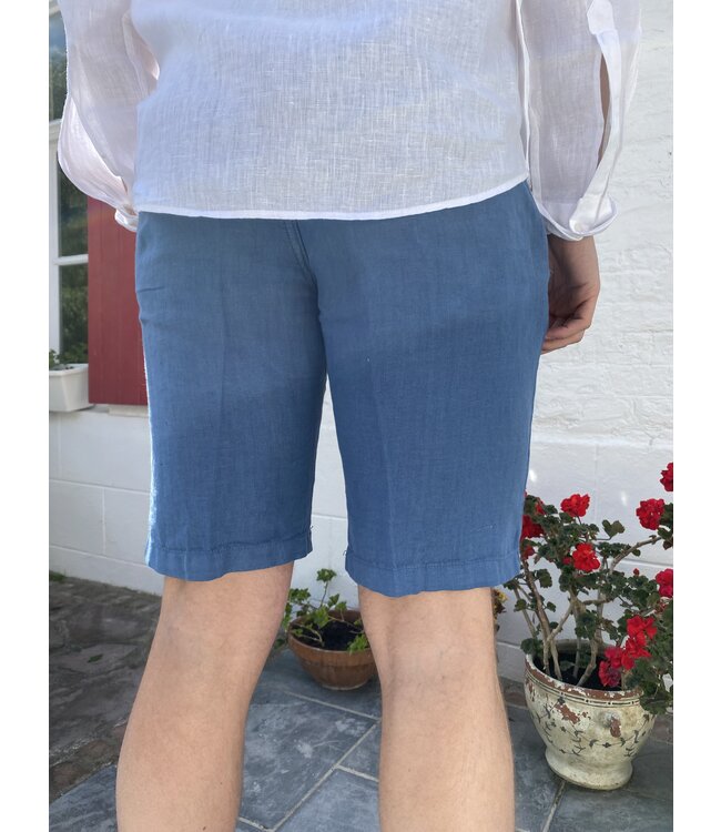 Le grenier du lin Bermuda en lin bleu jeans