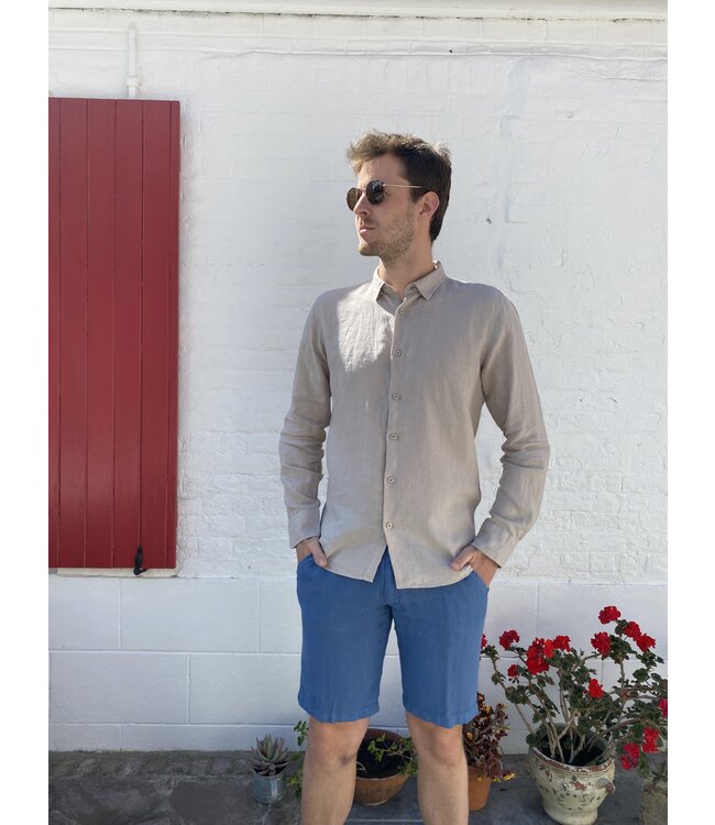 Le grenier du lin Blue denim Bermuda shorts