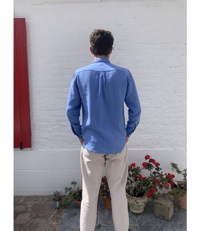 Le grenier du lin Lavendelblauw linnen hemd, lange mouwen
