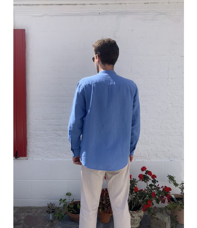Le grenier du lin Chemise lin/coton col officier manches longues LAVANDIN