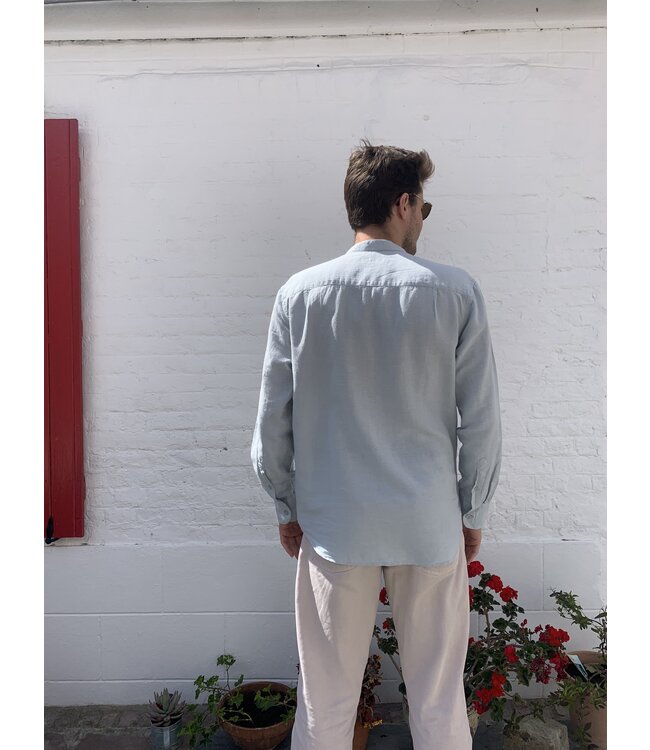 Le grenier du lin Chemise lin/coton col officier manches longues LIGHT GREY