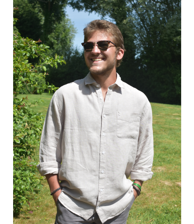 Le grenier du lin Linnen krijthemd met lange mouwen