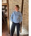 Women's round neck jumper, 100% merino wool, light blue