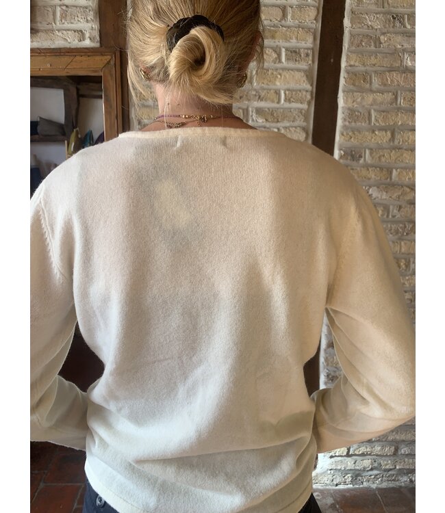 Pull femme col rond  100% mérinos blanc