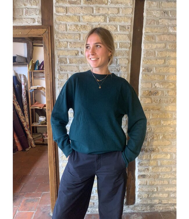 Pull col rond femme, 100% merinos bottle