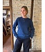 Women's round neck jumper, 100% merino denim