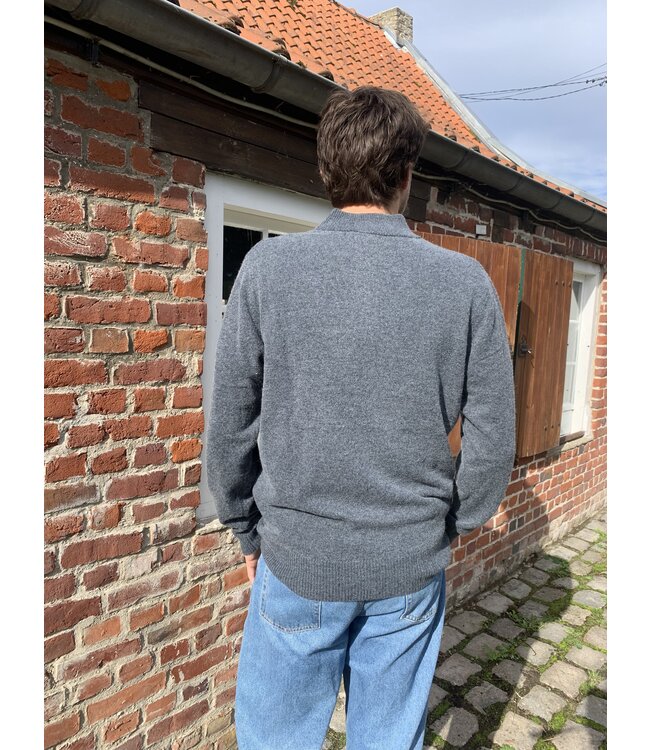 Pull homme col caminonneur  100% merinos charcoal