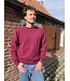 Men's round neck jumper, 100% merino wool, RASPBERRY