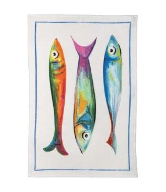 Torchon en lin " 3 poissons "