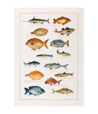Linen tea towel ‘La mer pesci’