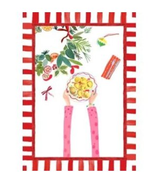 Torchon en lin " Hand on xmas tortellini "