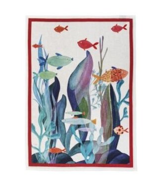 Linen tea towel ‘Poseidon rosso’