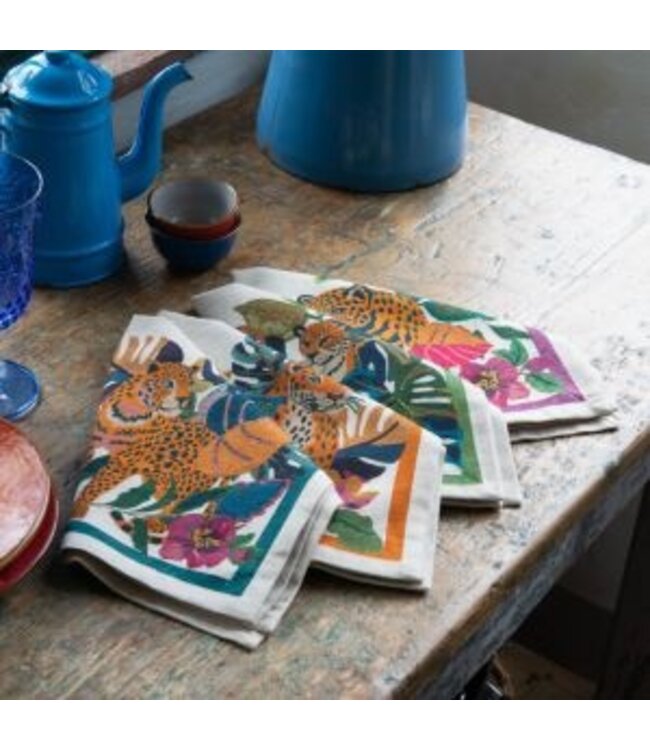 Set of linen table napkins ‘Leoleaf’