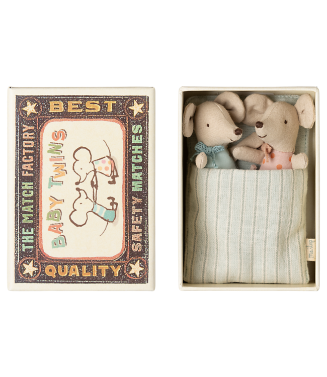 Twin linen mice in their box