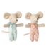 Twin linen mice in their box