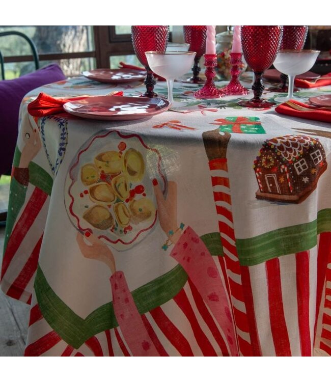 Nappe en lin " Hand on xmas "