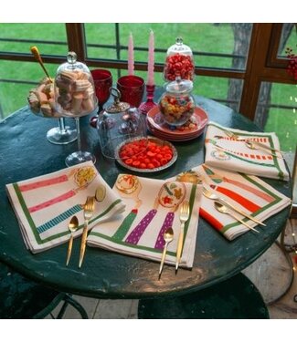 Trousseau  serviettes de tables  de lin " Hand on xmas "