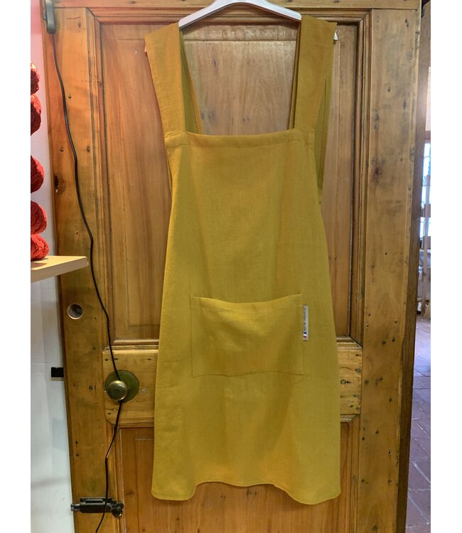 Le grenier du lin Tablier Japonais en lin jaune