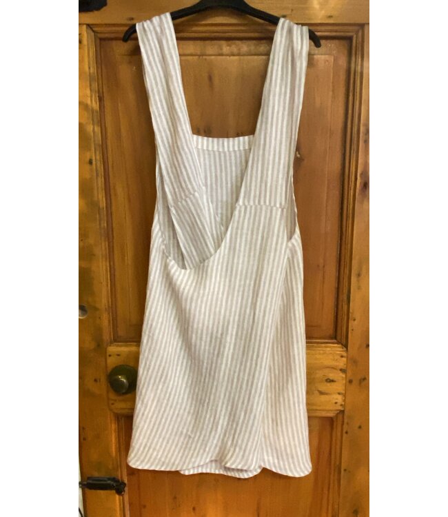Natural striped Japanese linen apron