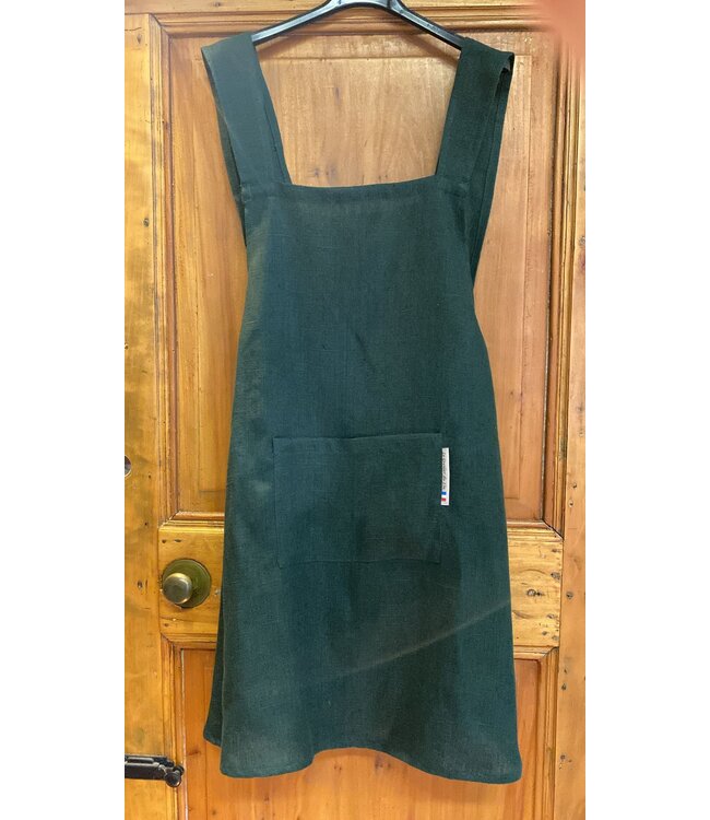 Le grenier du lin Tablier Japonais en lin vert