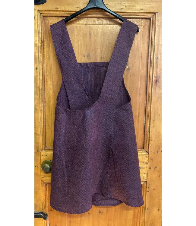 Le grenier du lin Japanese linen apron with purple stripes