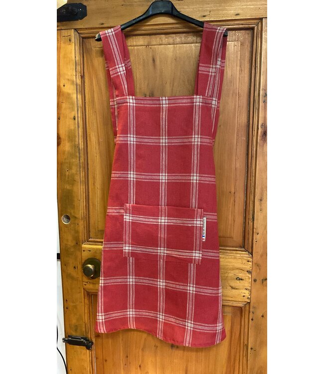 Le grenier du lin Japanese red checked linen apron