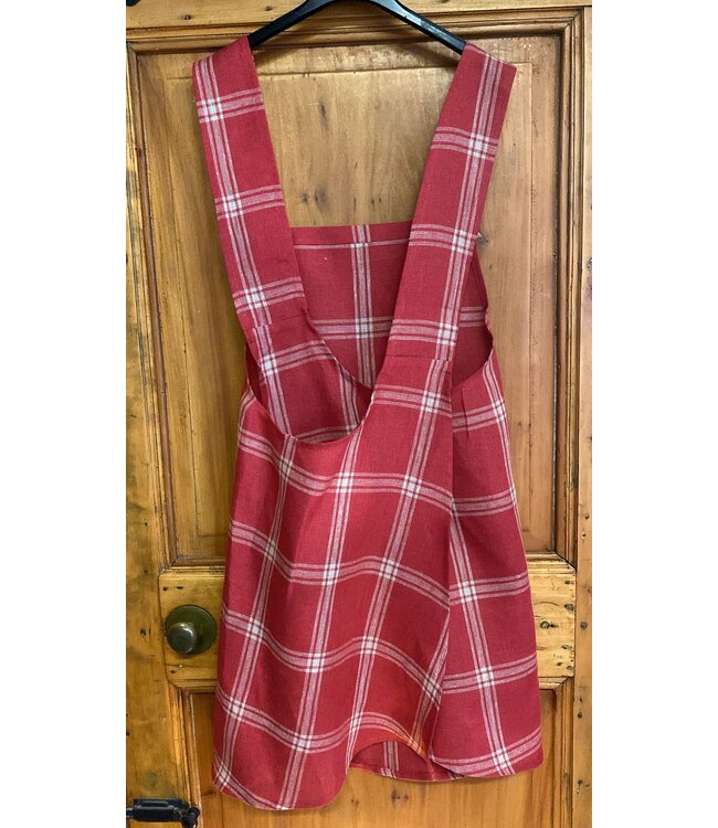 Le grenier du lin Japanese red checked linen apron