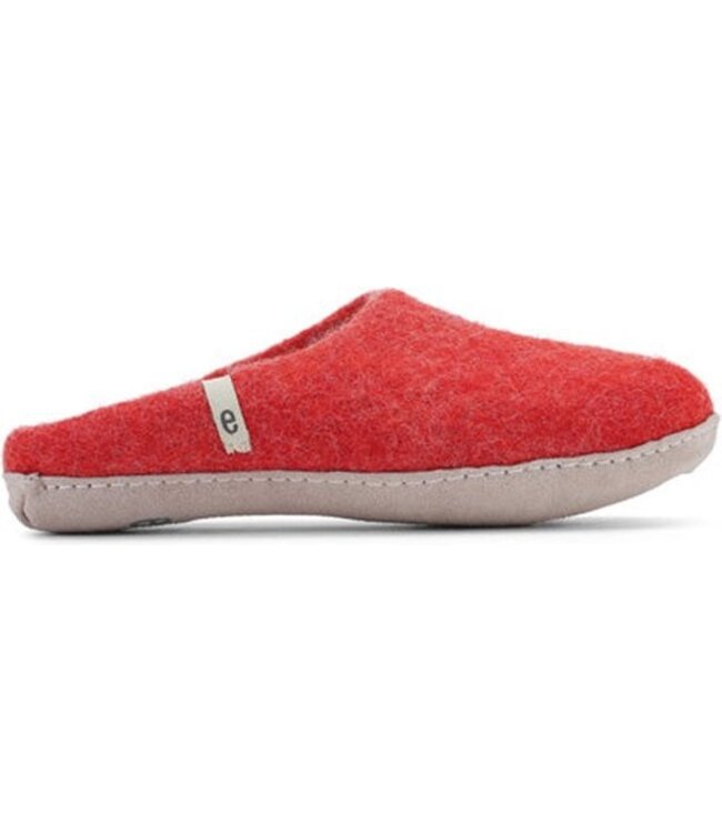 egos Chaussons en laine bouillie rouge