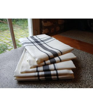 Traditionele theedoek  van wit en zwart linnen