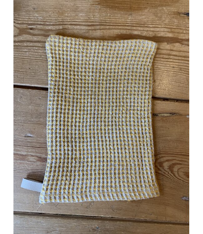 Le grenier du lin Gant de toilette nid d'abeille jaune pur lin