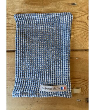 Le grenier du lin Pure linen blue honeycomb washcloth