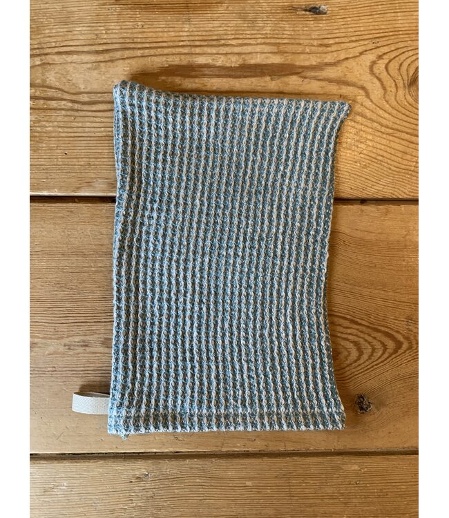 Le grenier du lin Pure linen green honeycomb washcloth