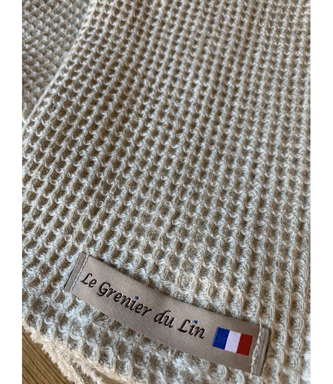 Le grenier du lin serviette de bain nid d'abeille naturel pur lin