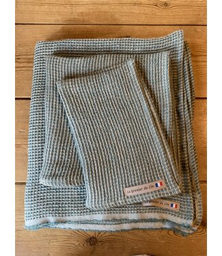 haomy serviette de bain nid d'abeille vert pur lin