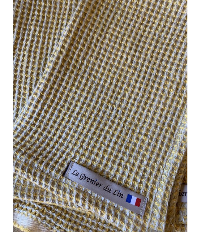 Le grenier du lin pure linen yellow honeycomb bath towel