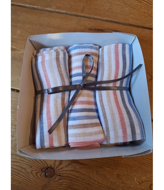 Mouchoirs en lin lignes multicolores