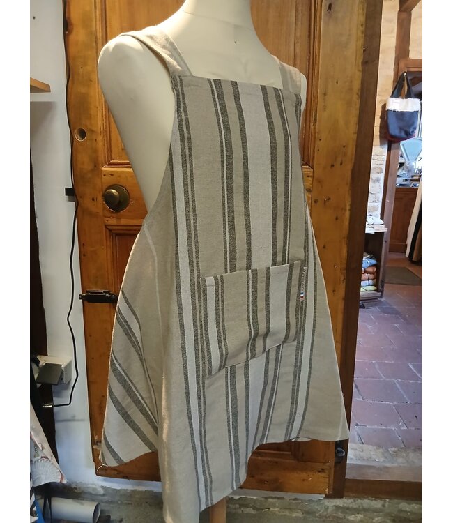 Le grenier du lin Japanese black striped linen apron