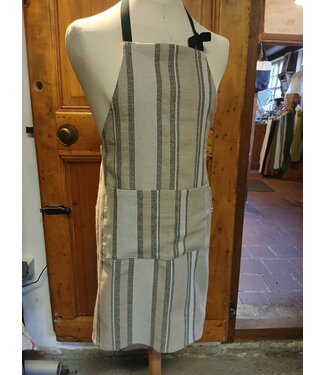 Le grenier du lin Japanese black striped linen apron