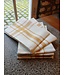 Torchon  traditionnel en lin blanc et jaune