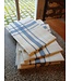 Torchon  traditionnel en lin blanc et bleu