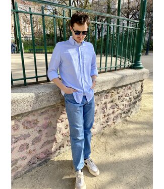 Le grenier du lin Long-sleeved shirt with wide blue stripes