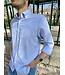 Le grenier du lin Long-sleeved shirt with wide blue stripes
