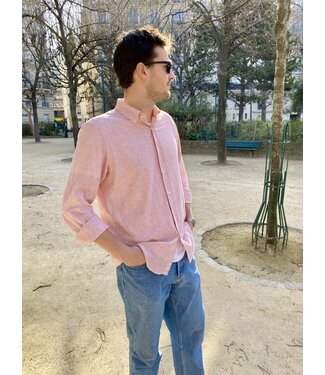 Le grenier du lin Long-sleeved shirt with wide orange stripes