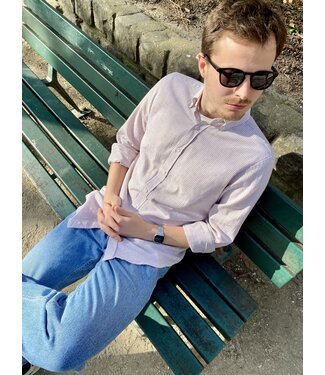 Le grenier du lin Long-sleeved shirt with wide beige stripes