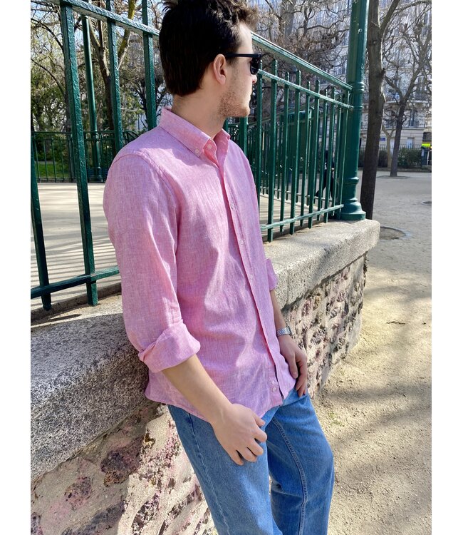 Le grenier du lin Long-sleeved shirt with thin red stripes