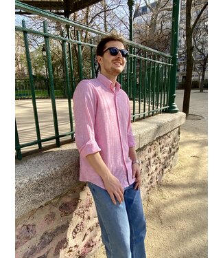 Le grenier du lin Chemise manches longues fines rayures rouge