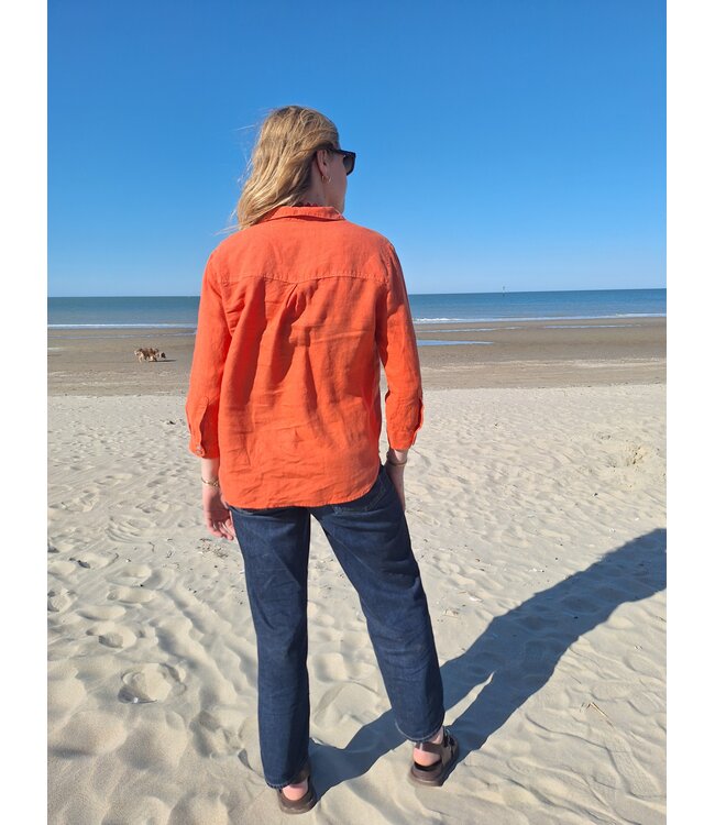 Le grenier du lin SARAH burnt earth linen blouse