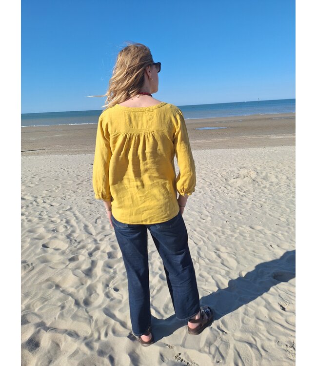 Le grenier du lin MONA saffron linen smock