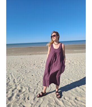 Le grenier du lin Indira plum linen dress