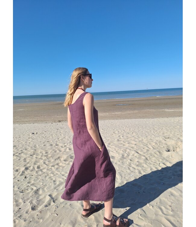 Le grenier du lin Indira plum linen dress